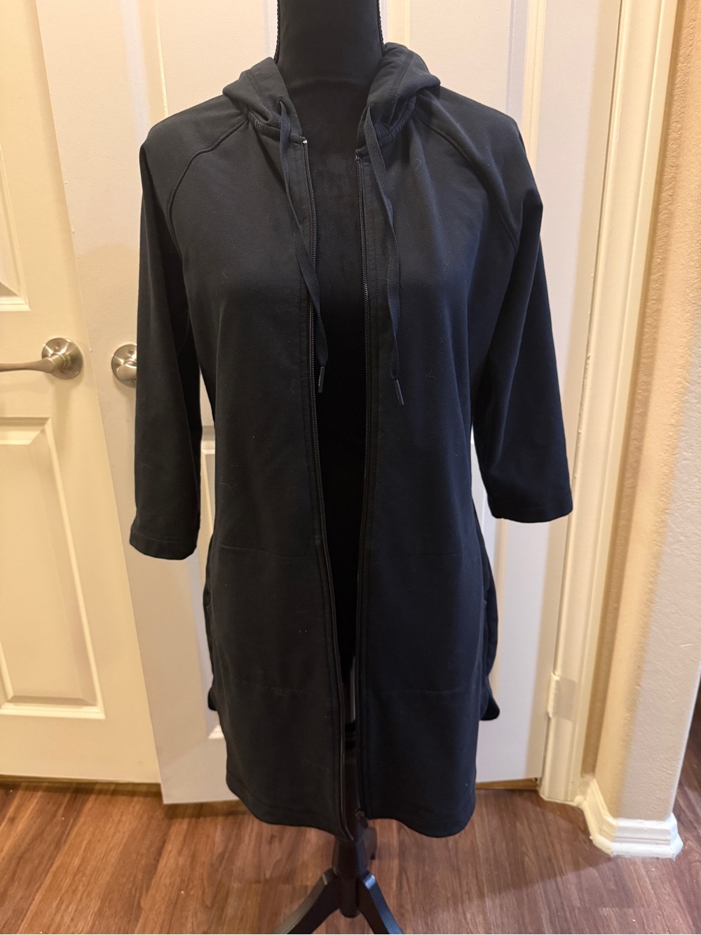 Speedo Black Hooded Swim Coverup with Front Zip